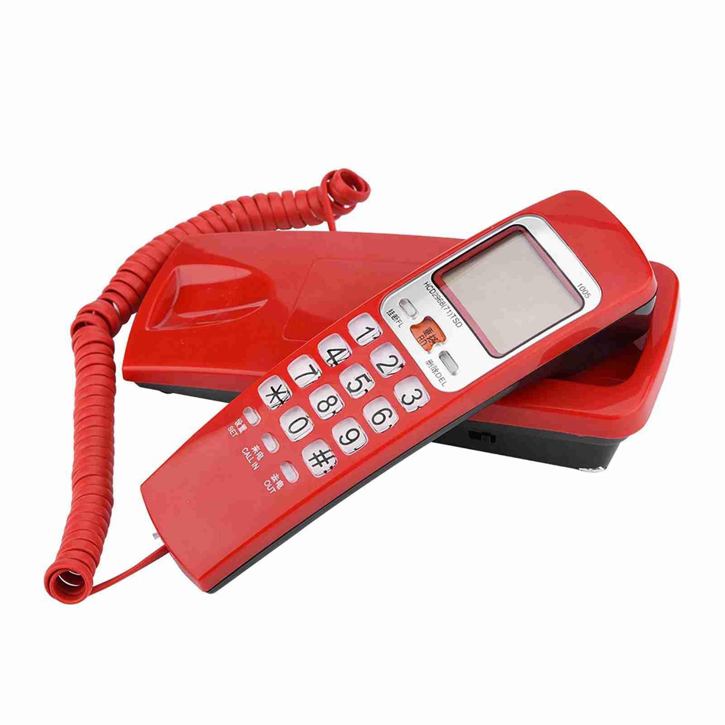 Yoidesu FSK/DTMF Teléfono con Cable Identificación de Llamada Fijo Teléfono de Pared Teléfono Fijo para el Hogar(Rojo)