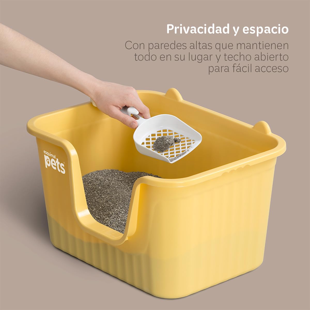 Arenero Esquimal Amarillo con Paredes Altas para Gato