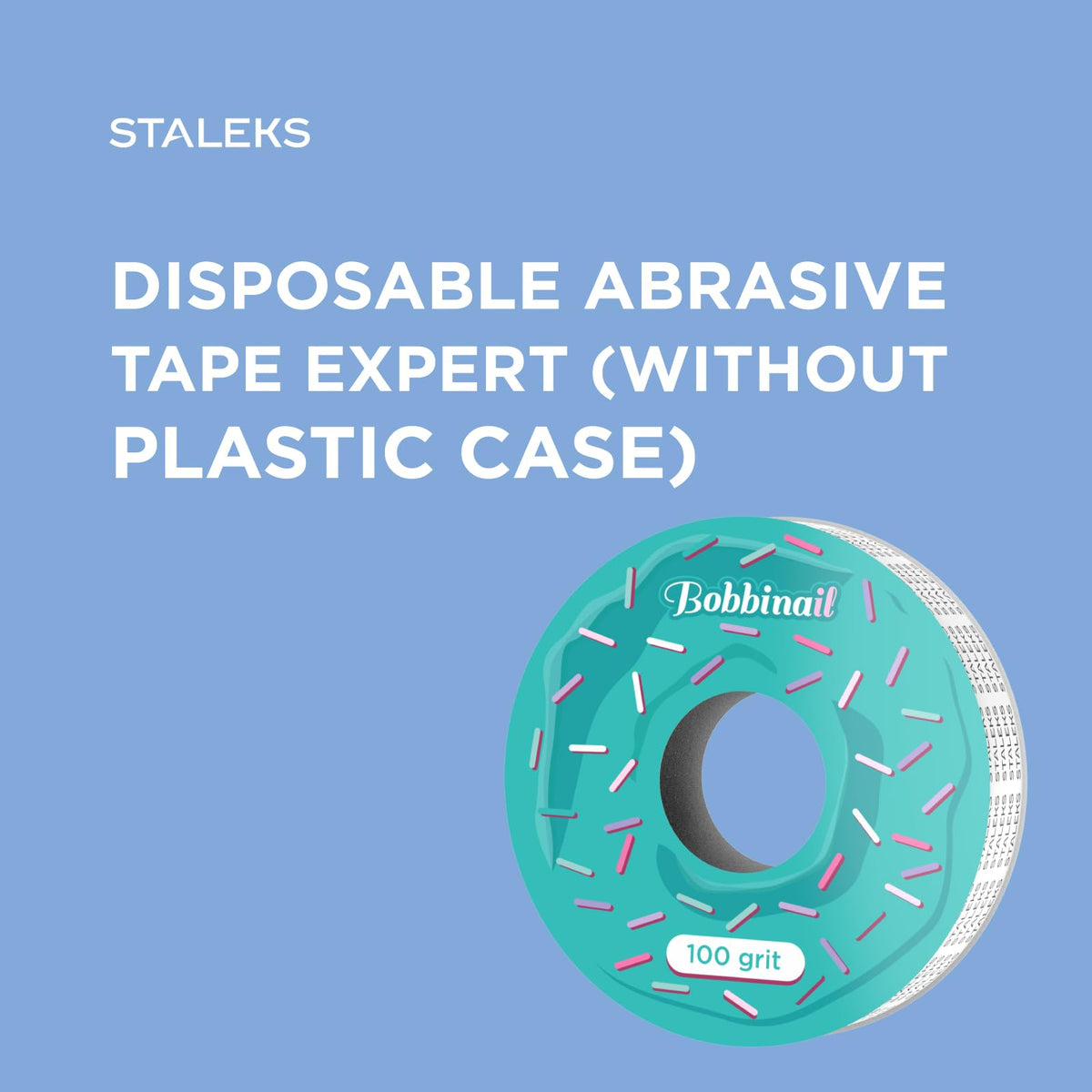STALEKS Pro Bobbinail - Lima desechable, color blanco, autoadhesiva, en rollo, para dispensador de limas de rosquilla, grano 100, 6 m