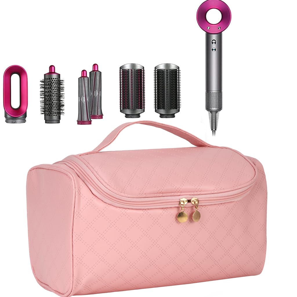 Dongawin - Funda de viaje de piel de alta calidad para airwrap dyson y shark secador de pelo airwrap, impermeable y fácil de limpiar con acolchado suave de 360°, bolsa de viaje ligera para