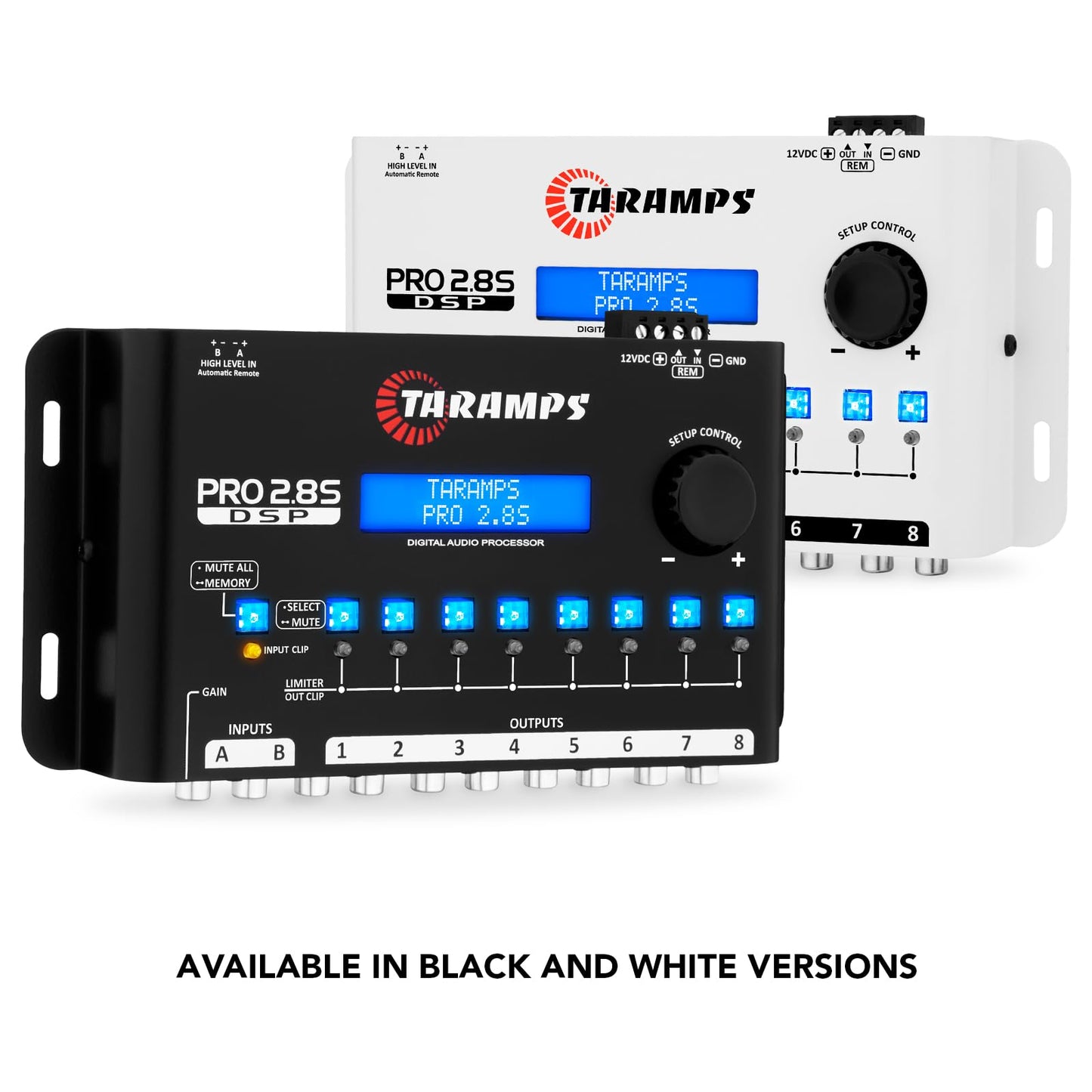 Procesador de Audio de Señal Digital Taramps Pro 2.8S Blanco Crossover con Ecualizador Gráfico de 15 Bandas y Secuenciador