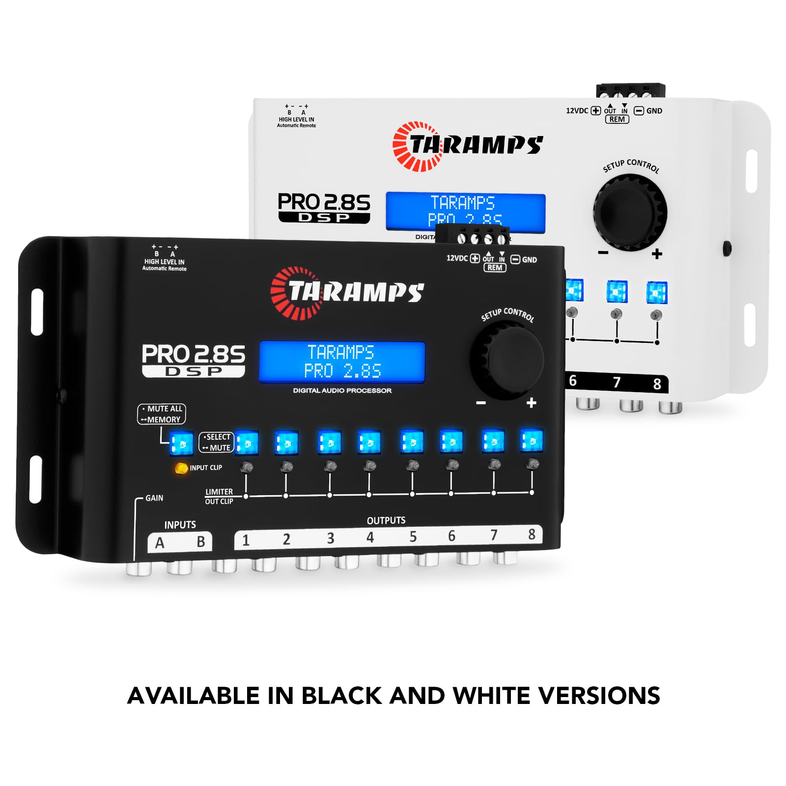 Procesador de Audio de Señal Digital Taramps Pro 2.8S Blanco Crossover con Ecualizador Gráfico de 15 Bandas y Secuenciador