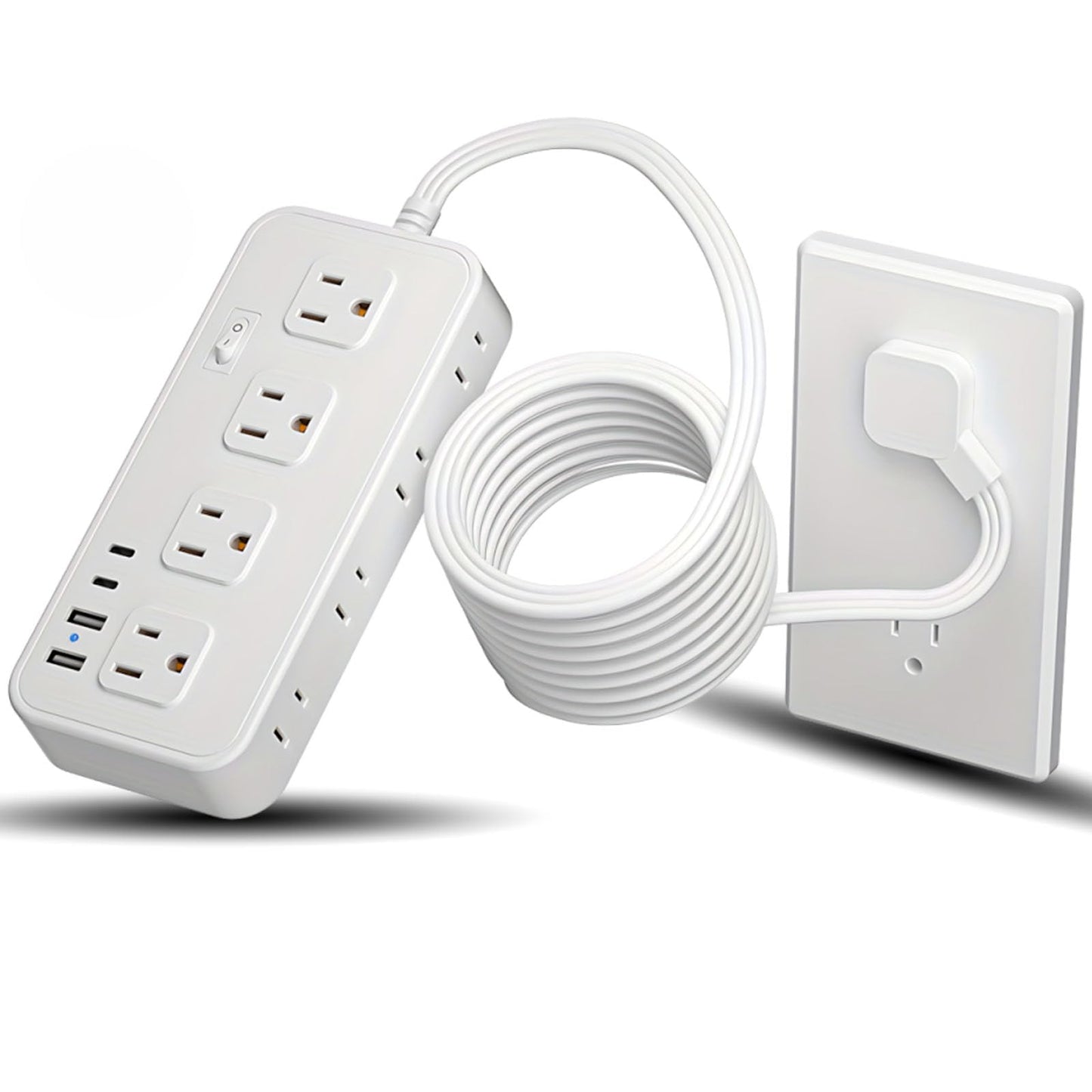 Multicontacto SSOUILI Multifunional Blanco con Protector de Sobretensión para Oficina en Casa