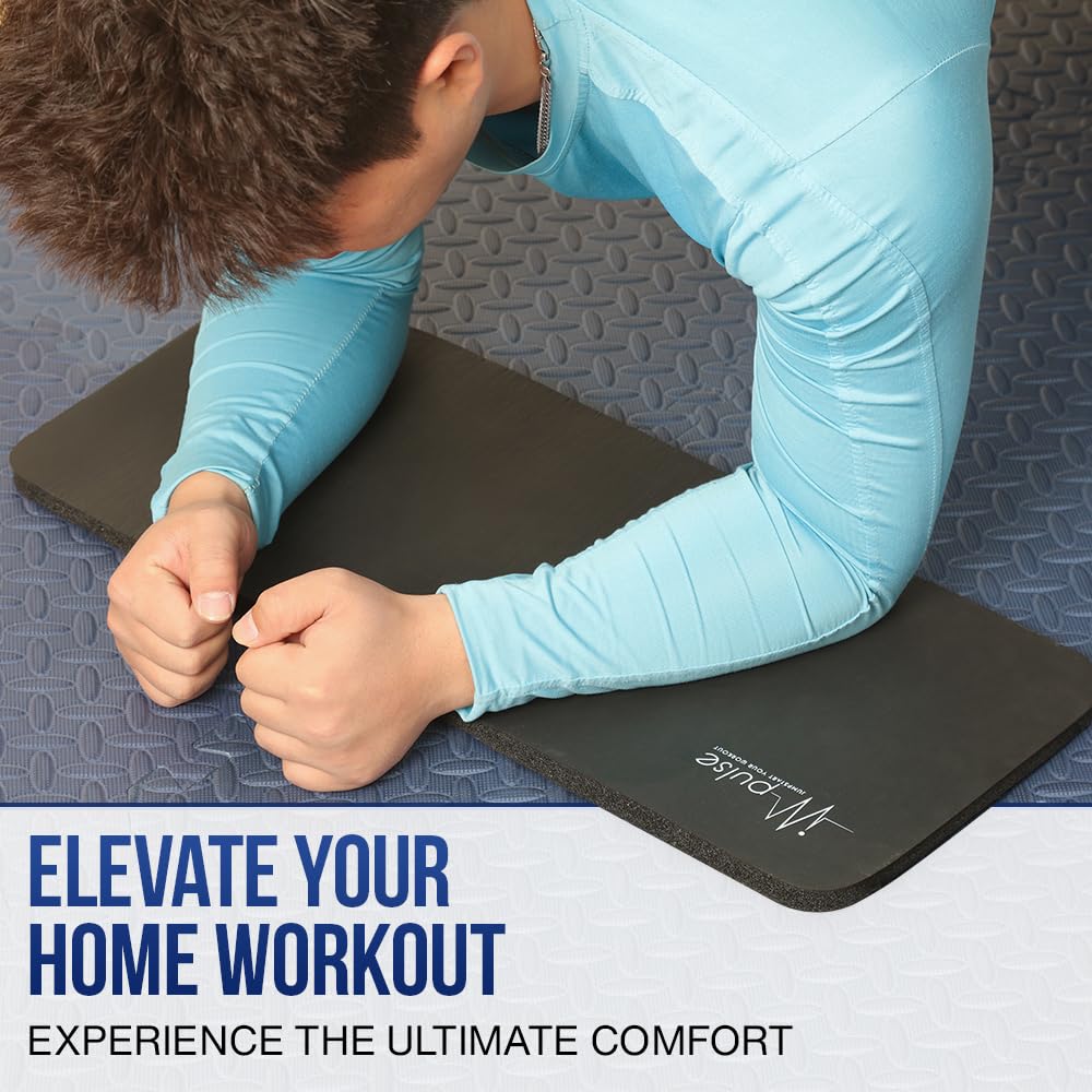 Impulse Fitness - Alfombrilla de rodilla extra gruesa y suave de 1 pulgada (25 mm) que proporciona cojín para arrodillarse y codos, gran alfombrilla de ejercicio portátil para tablones, rodillos