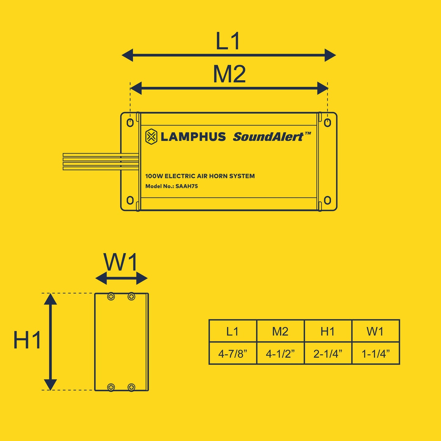 LAMPHUS SoundAlert - Kit de amplificador de bocina de aire de policía de 100 W [altavoz compacto de 120 a 130 dB] [control manual o bybas] [fusible de 10 A protegido] Bocina de aire electrónica para