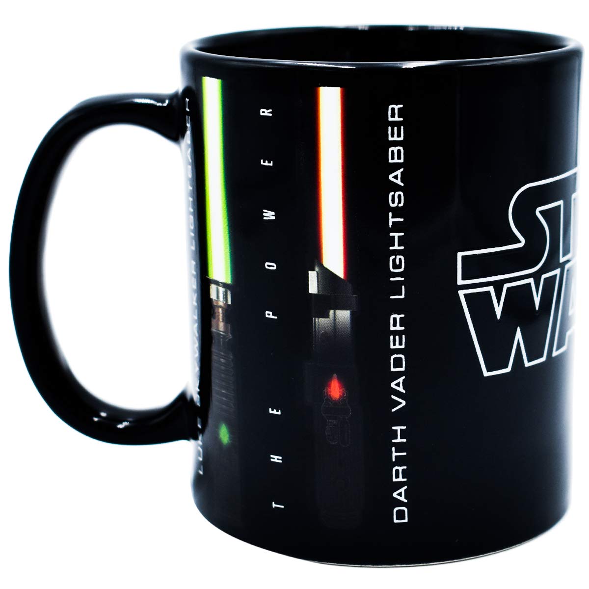 Fun Kids 1738-99 Tarro de Cerámica que brilla en la Obscuridad Star Wars- Darth Vader Luke Skywalker de Cerámica 320 mililitros Altura 11 cm x Diámetro de la boca 8 cm 1 Taza Negra