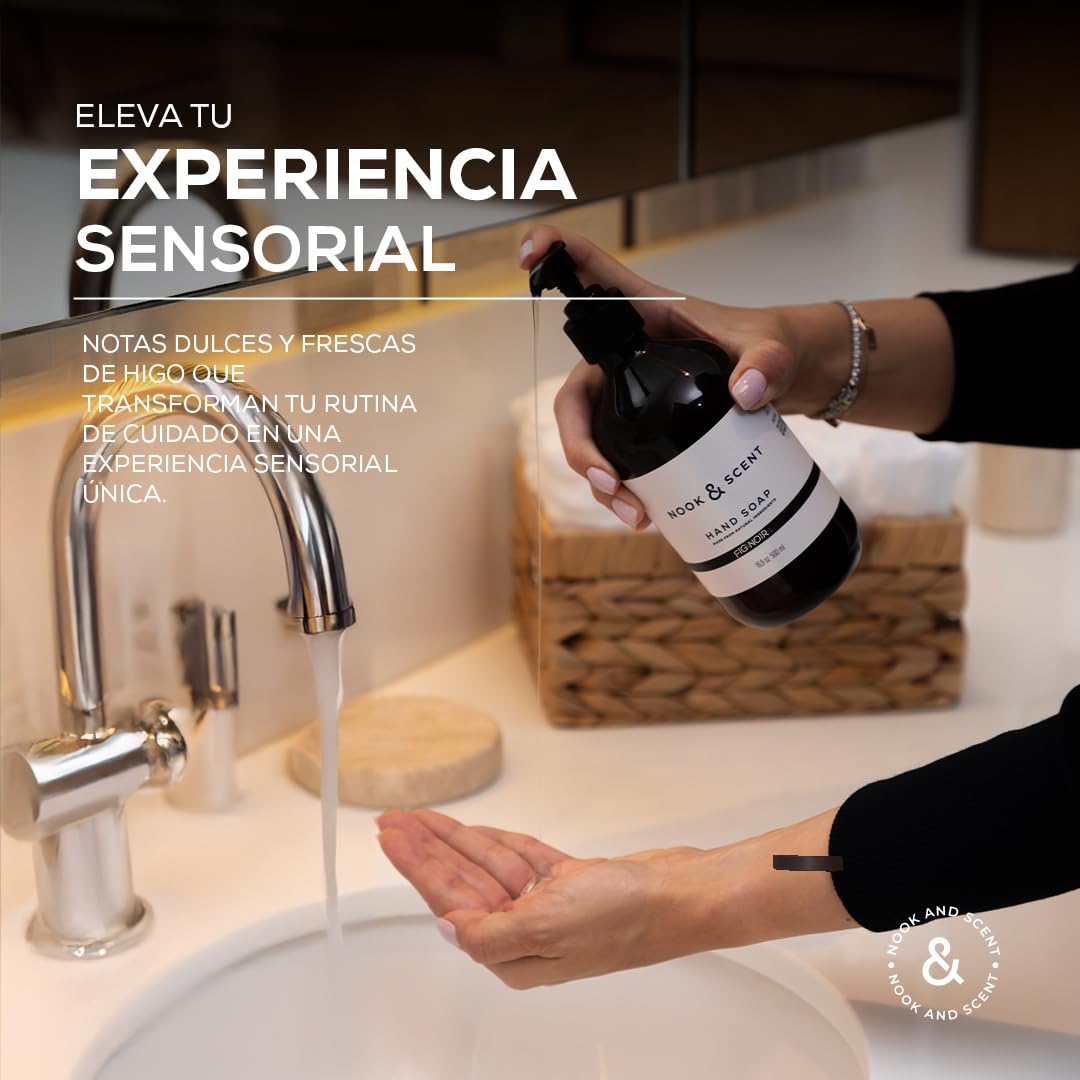 Jabón Líquido para Manos | 500 ml | Limpieza y Frescura | Libre de Sulfatos y Parabenos, Vegano, Aceites Esenciales, Aroma Energizante de Limón y Naranja | Nook & Scent (Higo)