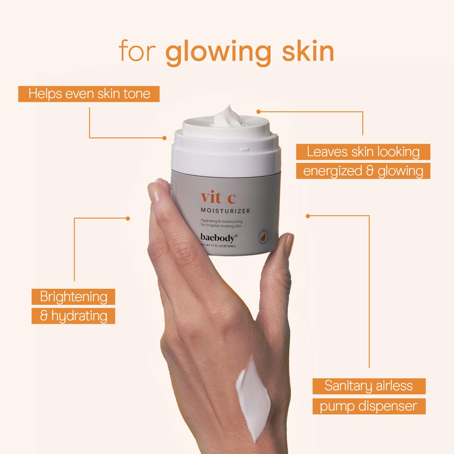 Vitamin C Moisturizer Cream for Face and Eye Area - With Vitamin C, Jojoba Oil, Vitamin E. Fights the Appearance of Wrinkles, Fine Lines, and Age Spots. Best Day and Night Cream 1.7 Fl. Oz.