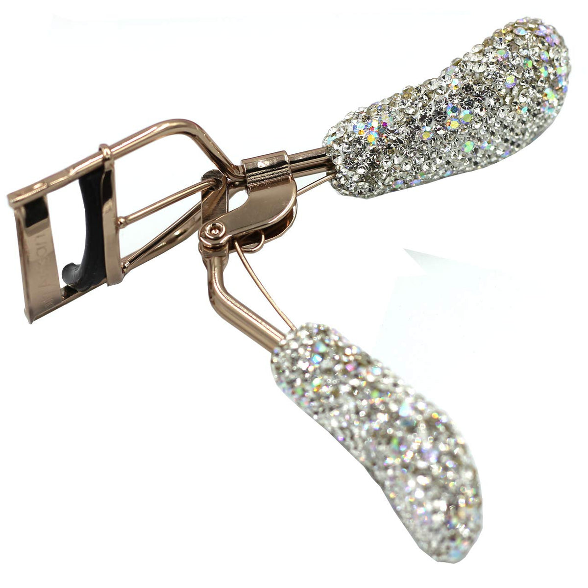 Bestbling Bling Bling - Rizador de pestañas de maquillaje con almohadillas de presión de silicona y resorte cargado para no pellizcar ni tirar (plata)
