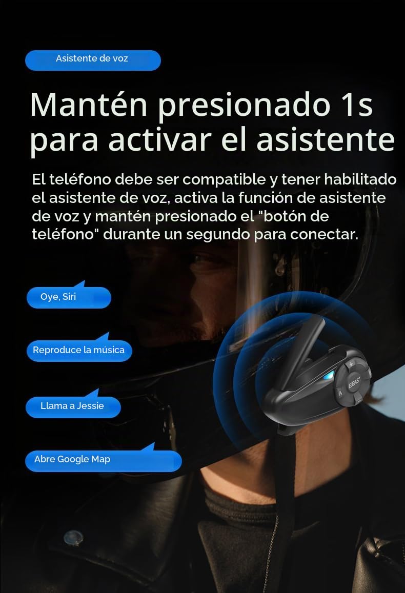Auricular Bluetooth iSunergy Q7 Impermeable con Reducción de Ruido para Casco Integral 7 Riders 750mAh Conectable con App SafeRiding