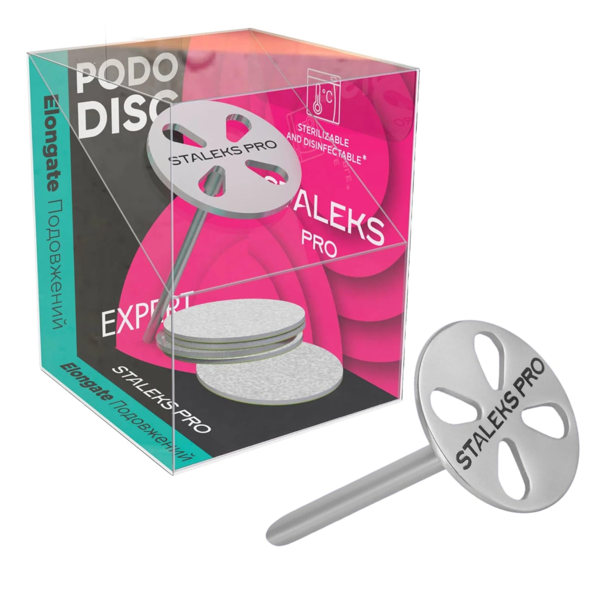 STALEKS PRO PODODISC Disco alargado de pedicura, 0.8 pulgadas, grano 180, 5