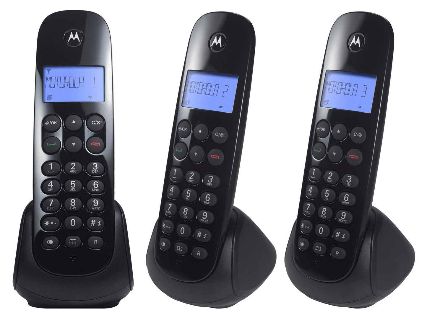 Genérico Teléfonos Inalámbricos M750-3 | con Identificador | 3 Piezas | Color Negro