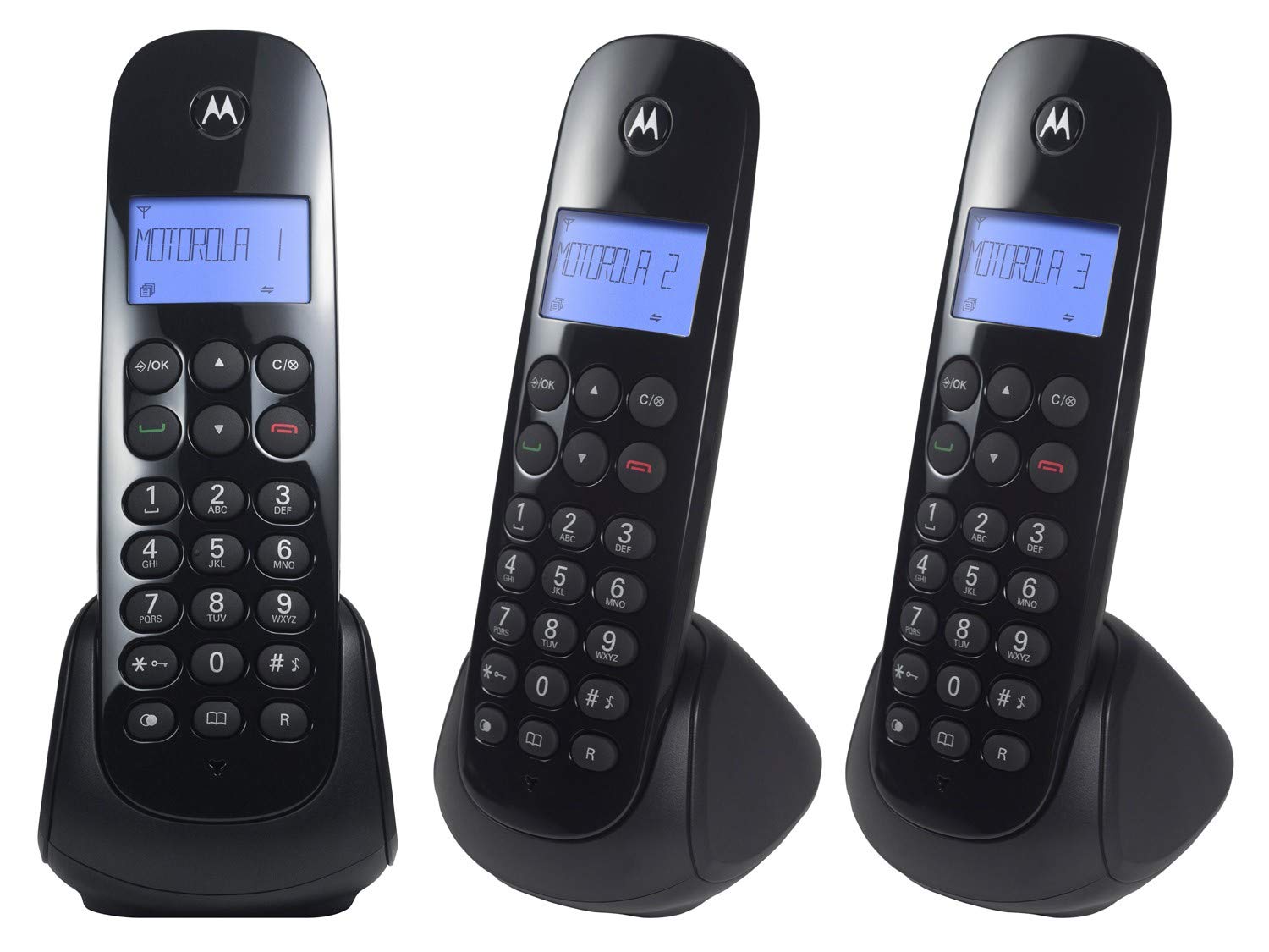 Genérico Teléfonos Inalámbricos M750-3 | con Identificador | 3 Piezas | Color Negro