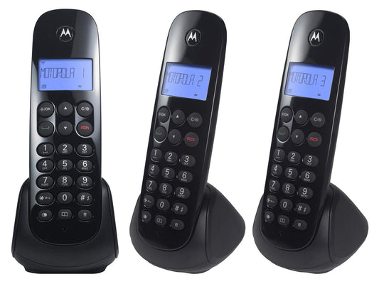 Genérico Teléfonos Inalámbricos M750-3 | con Identificador | 3 Piezas | Color Negro