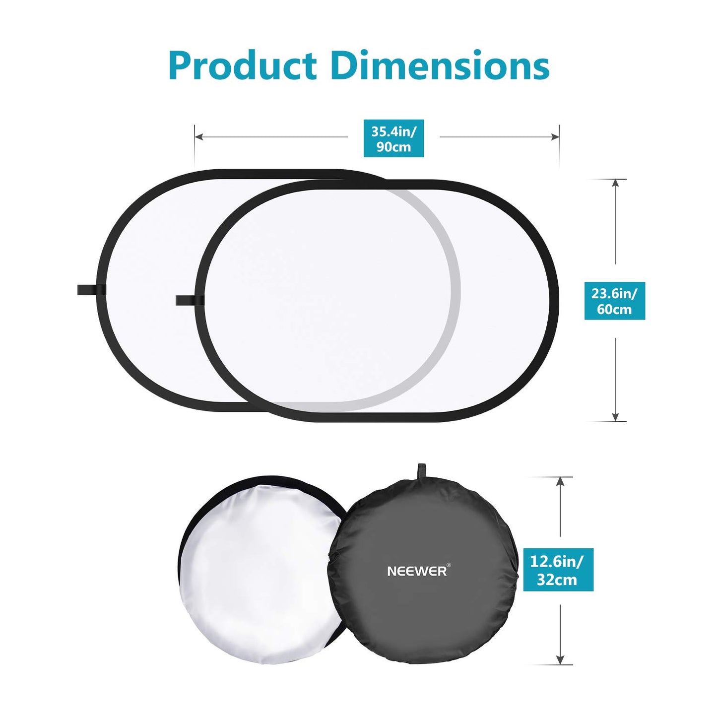 NEEWER Difusor Reflector Iluminación Disco Salir de Pronto Plegable Fotografía Estudio con Bolso Transporte para Estudio y Retrato, Fotografía de Producto, Video Filmación(60 x 90 Centímetros)