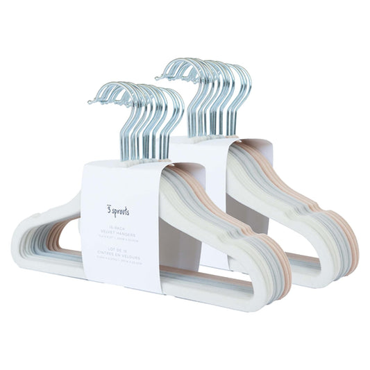 3 Sprouts - Paquete de perchas de terciopelo para bebé, antideslizantes, para ropa de bebés y niños pequeños - Diseño delgado que ahorra espacio con colores nórdicos para habitación infantil - 30