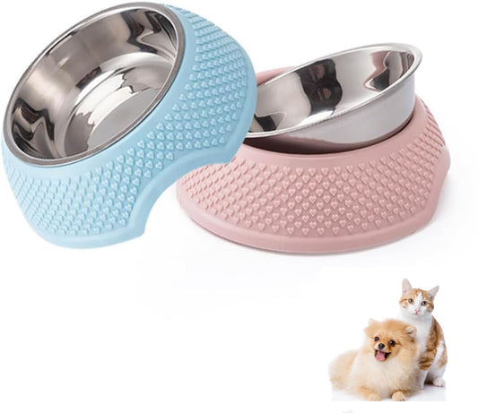Plato Tazón de Mascotas XINYUICEAN Inoxidable Doble Propósito para Perro y Gato
