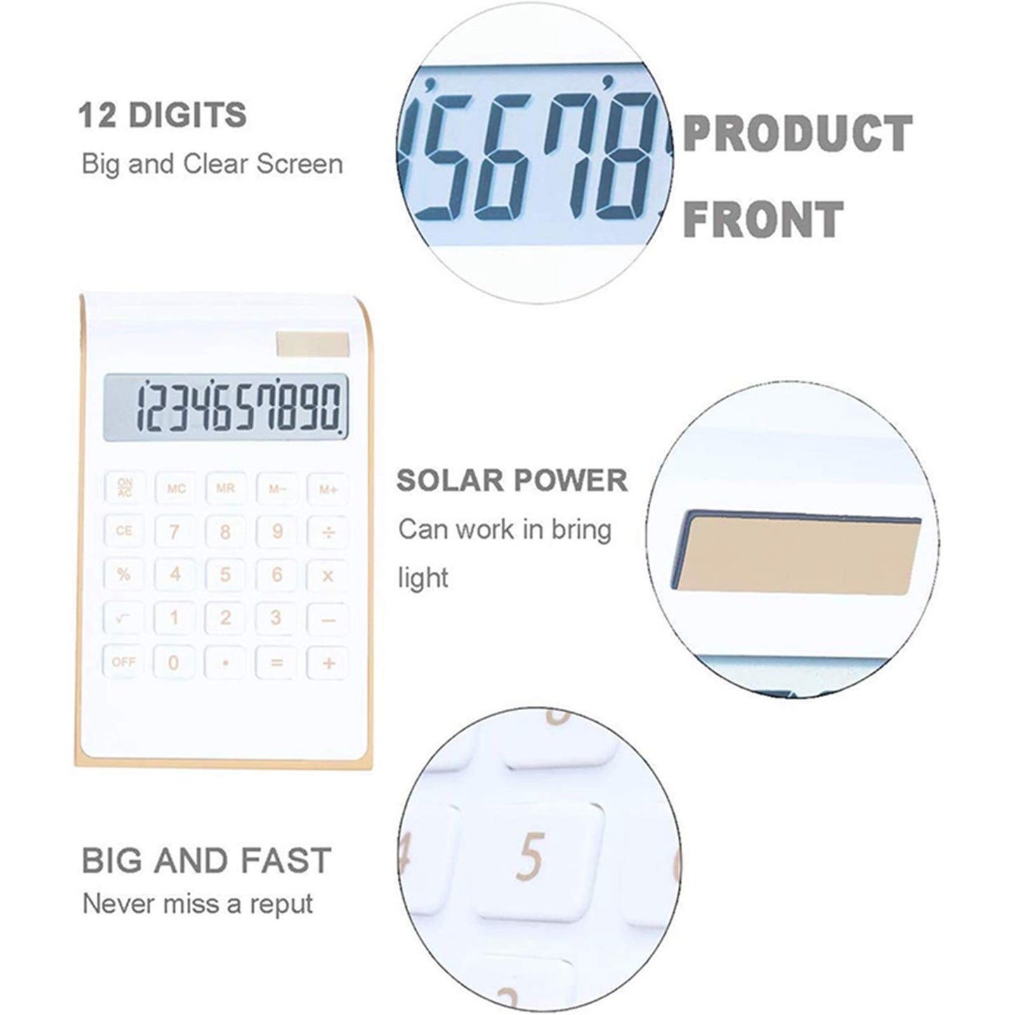 Calculadora Est¨¢ndar Calculadora de 10 D¨ªgitos, Calculadora Ultrafina de Energ¨ªa Solar para el Hogar, Oficina, Escuela, Negocios, Pantalla LCD, Calculadora Inclinada Port¨¢til