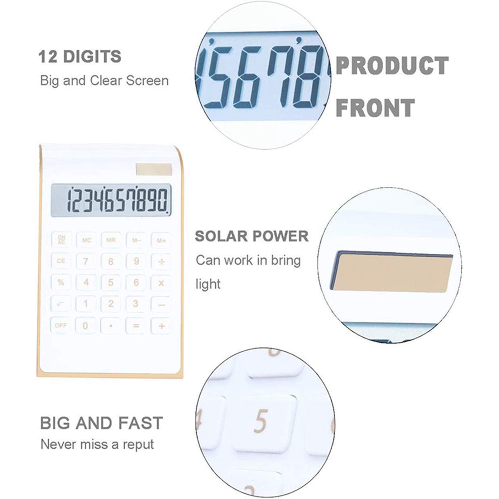 Calculadora Est¨¢ndar Calculadora de 10 D¨ªgitos, Calculadora Ultrafina de Energ¨ªa Solar para el Hogar, Oficina, Escuela, Negocios, Pantalla LCD, Calculadora Inclinada Port¨¢til