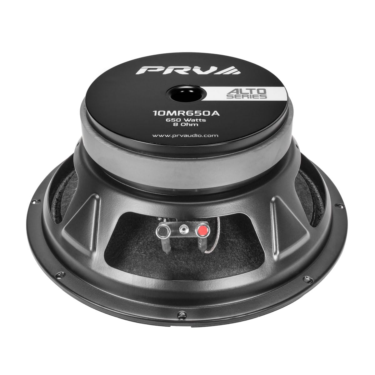 PRV Audio 10MR650A - Altavoz de Rango Medio de 10 Pulgadas, 8 ohmios, 650 vatios, 97.5 db, Bobina de Voz de 2.5 Pulgadas, Alta Serie Pro Audio de Rango Medio (Simple)