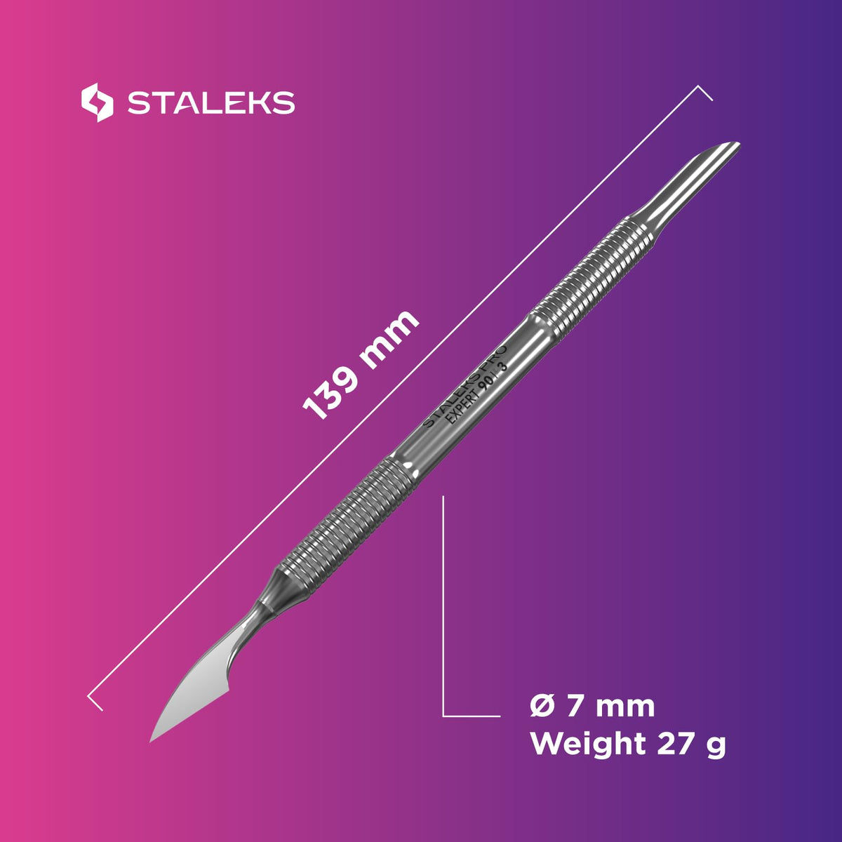 Staleks Pro Expert PE-90/3 - Empujador de cutículas y limpiador