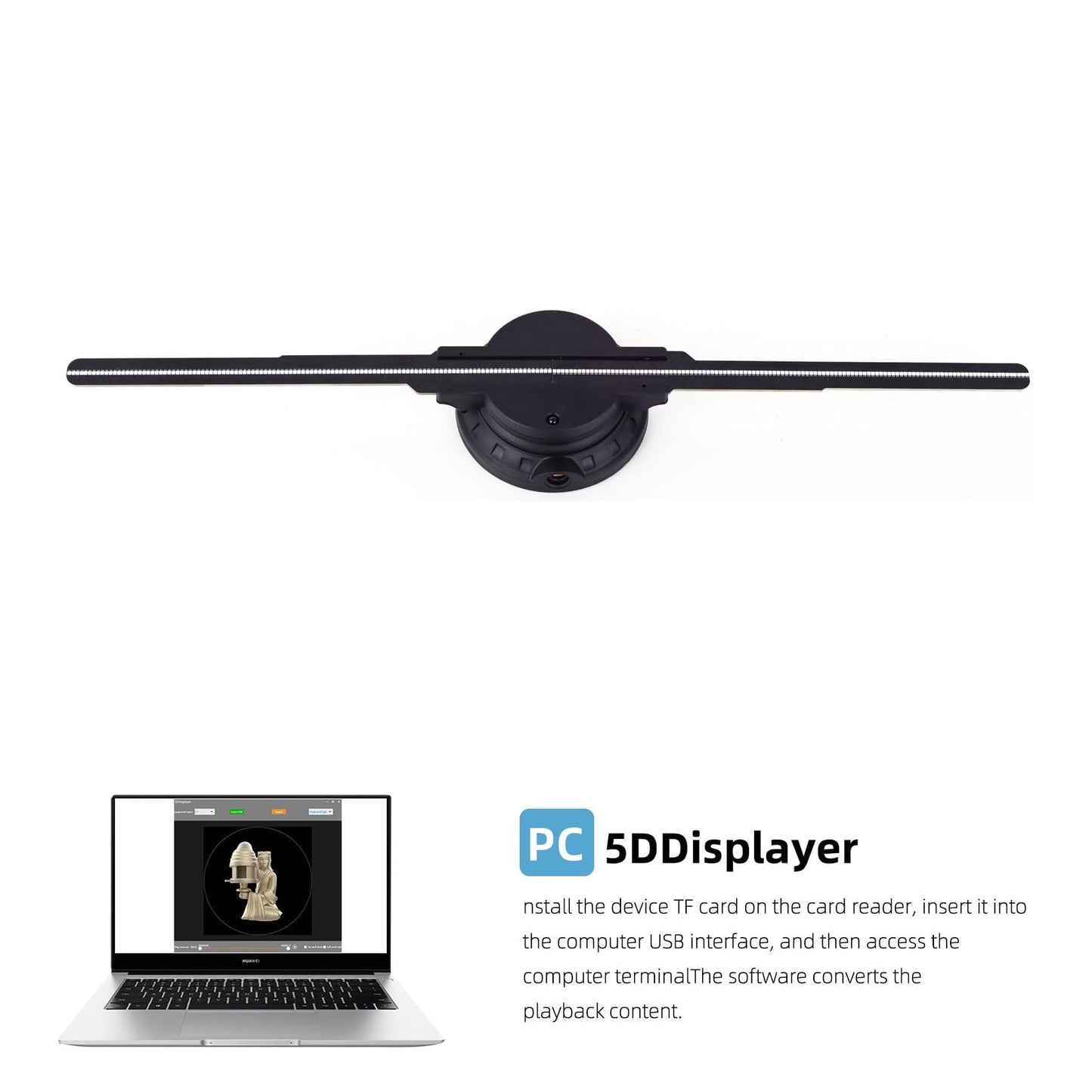 Ventilador de holograma 3D, proyector de ventilador de holograma con luces LED sin tornillos con aplicación y WiFi, resolución LED HD 2000 x 1444PX, y Bluetooth para bar, tienda, Halloween, Navidad