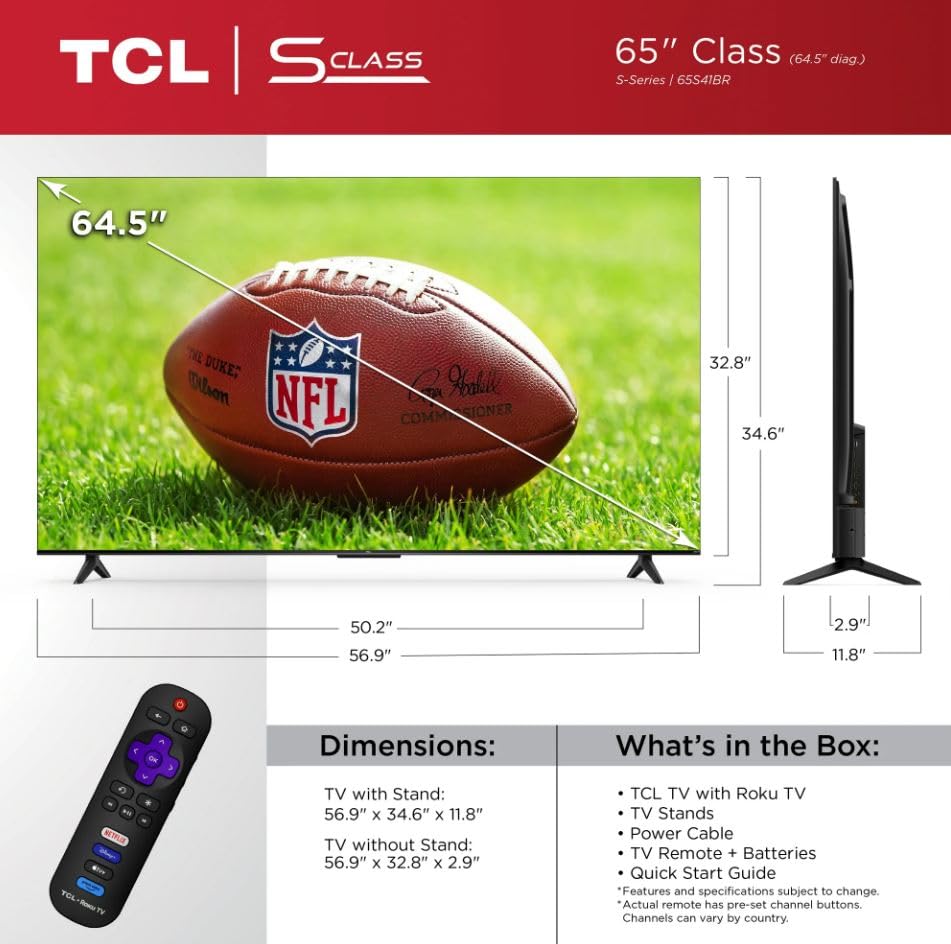 Smart TV TCL 65 Pulgadas S4 4K Ultra HD HDR LED Frecuencia 120 Hz Reacondicionado