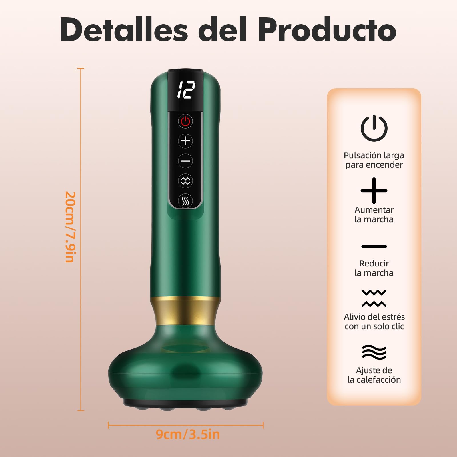 Masajeador Celulitis,Masajeador Corporal Multifuncional,con Tablero Gua Sha,Herramienta de Masaje eléctrico,12 Niveles con Calor, Removedoras de Grasa Eléctrica, para Brazo,Cintura,Pierna-Verde