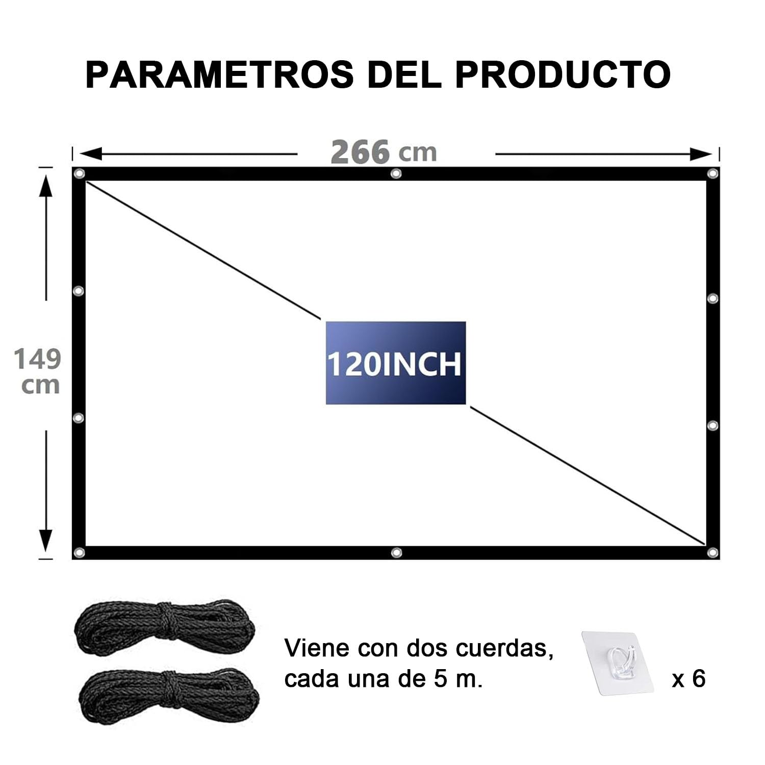 AOMDEXS Pantalla para Proyector, Tela para Proyector, 120 Pulgadas, Antiarrugas, HD 4K Lona para Proyector, Pantalla de Cine Plegable para Interior y Exterior (espesante)