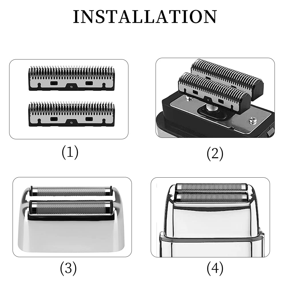 Juego de cortadores de papel de aluminio para afeitadora Babyliss Kaynway Professional Replacement emnet Cutter Blade para BaBylissPRO Barberology Metal Double Foil Shaver FX – Incluye 2 láminas, 2 cuchillas, 1 cubierta de cortador