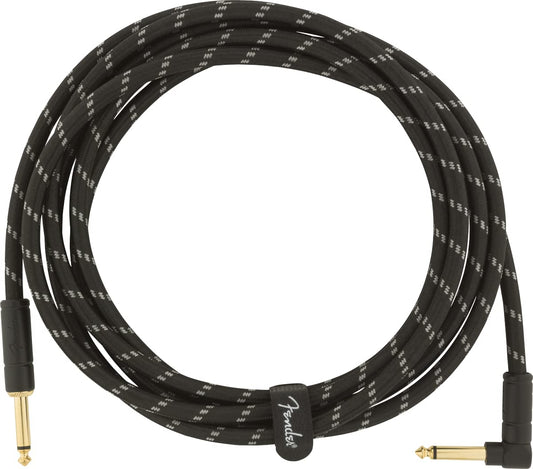 Fender Deluxe Series - Cable para instrumentos, recto/ángulo, tweed negro, 10 pies