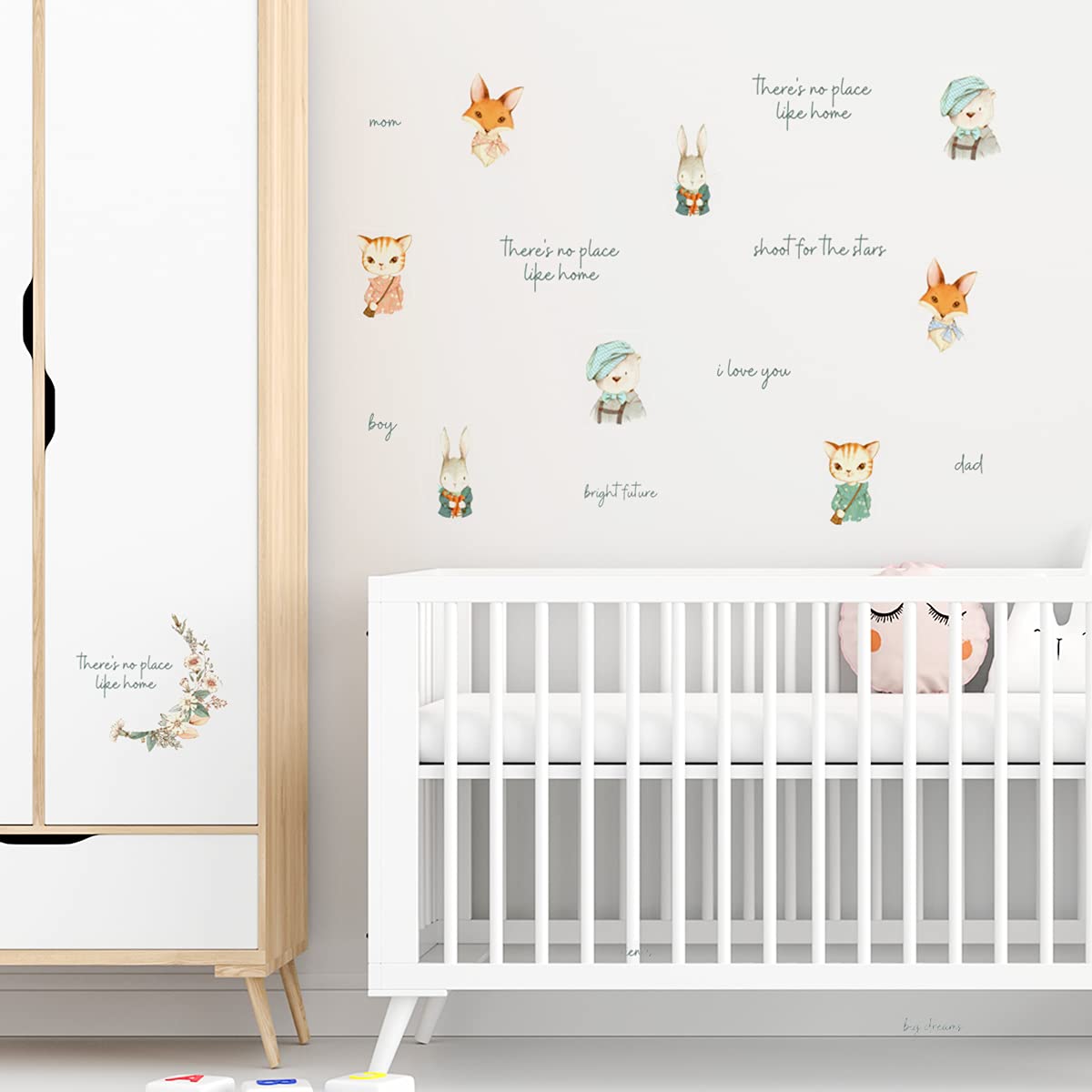 Feel Kozi - Calcomanías de pared extraíbles (60 piezas) - Pegatinas de animales para decoración de habitación de niños, decoración de pared de guardería, decoración de sala de juegos y decoración de