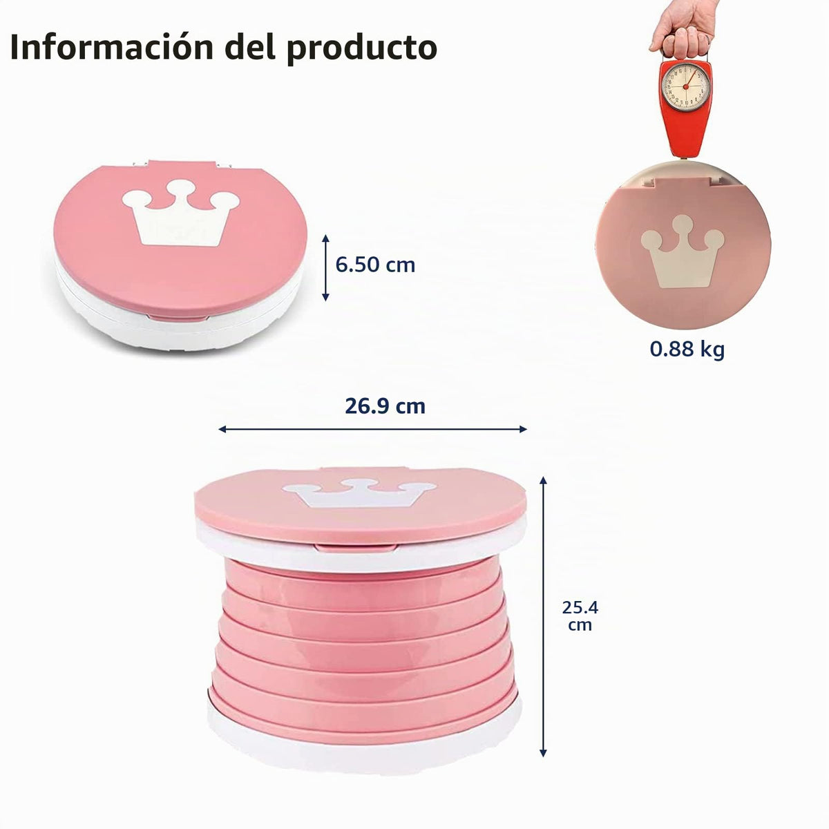 Orinal de viaje para niños pequeños, inodoro portátil y plegable, se aplica al asiento de emergencia para automóvil, campamento, al aire última intervensión, interior (rosa, pequeño)