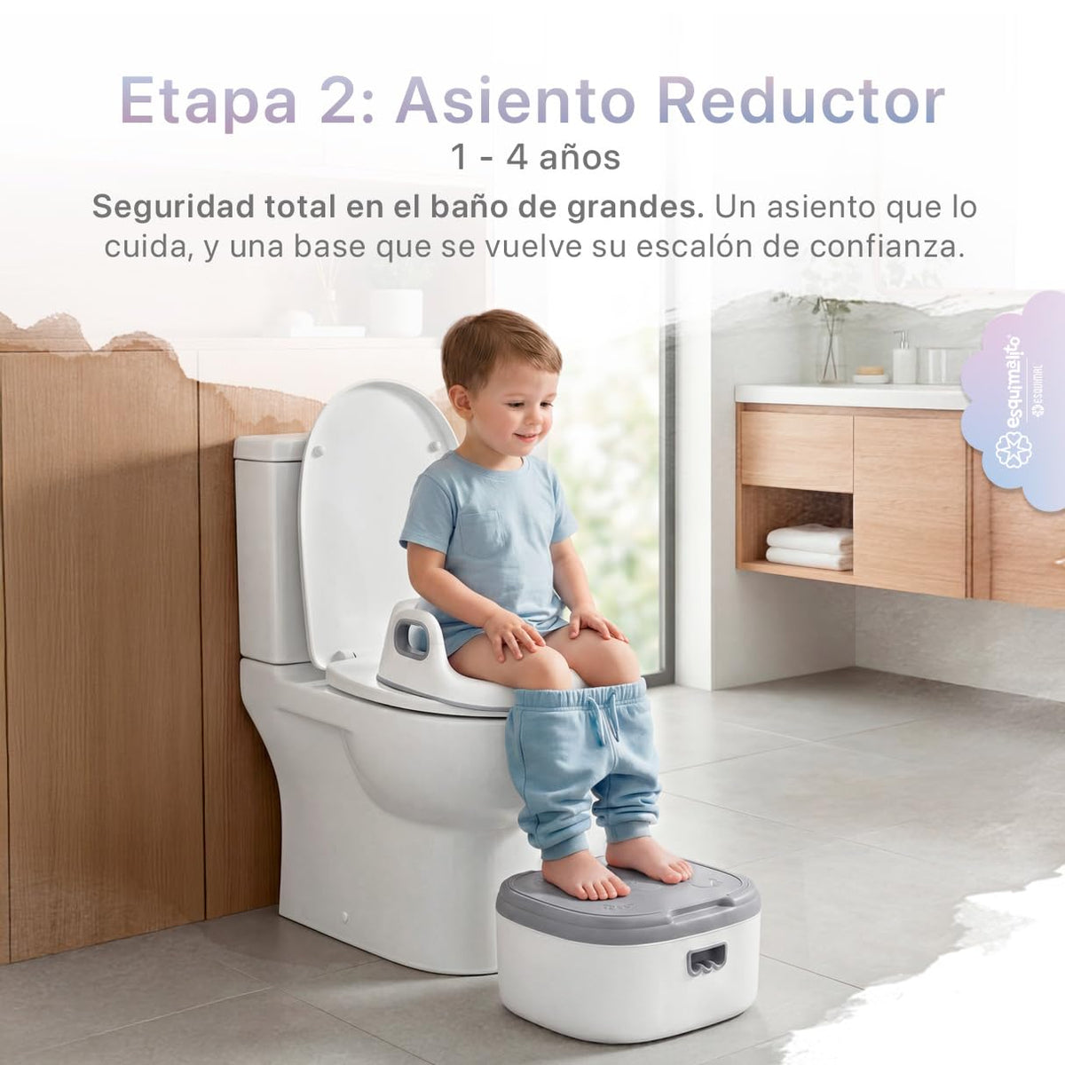 ESQUIMAL Bacinica 3 en 1 Baño Entrenador Niño y Niña Asiento WC Blanco