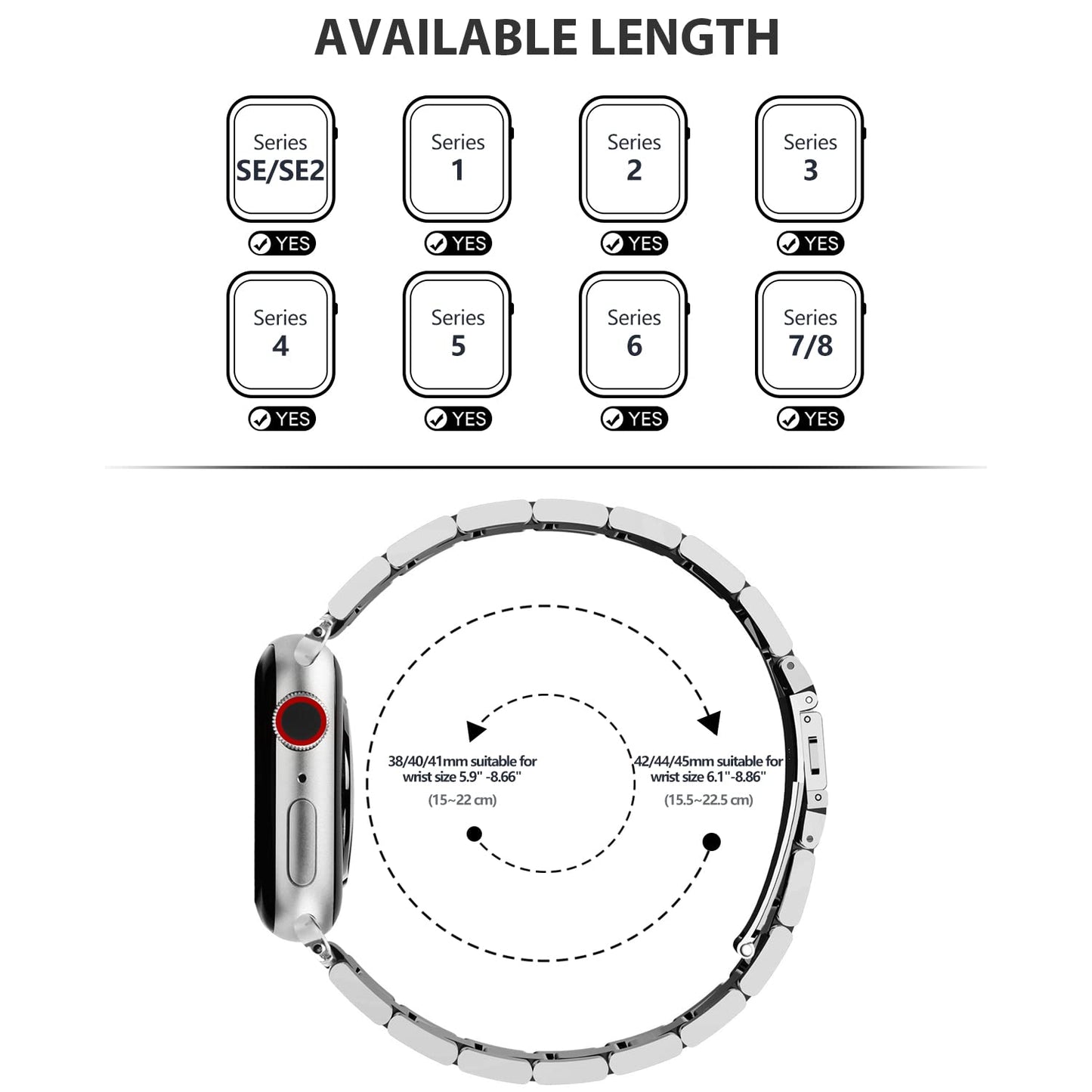 Wutwuk Acero Inoxidable Correa Apple Watch 41mm 40mm 38mm con Uso Fácil Ajusta Longitud sin Herramienta, Correa Metálica Apple Watch series 10/9/8/7/SE/6/5/4/3/2/1 con Funda Protectora-Plateada