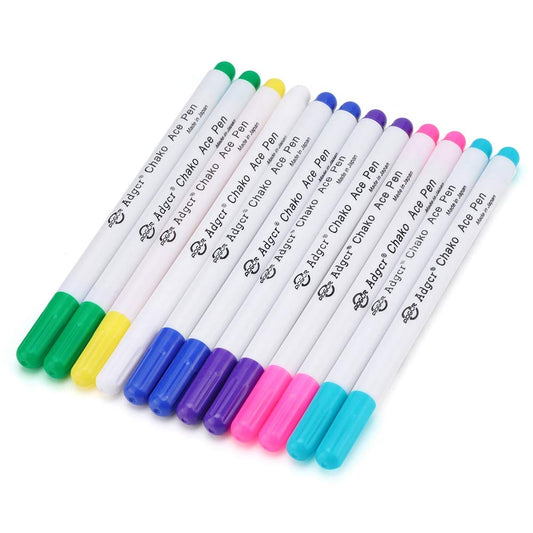 Marcador de Tela Borrable, Marcadores para Tela Borrables, Bolígrafos de Tela Borrables para Bordar, 12 Bolígrafos Solubles en Agua de 7 Colores para Marcado Temporal para Sastre para Punto de Cruz