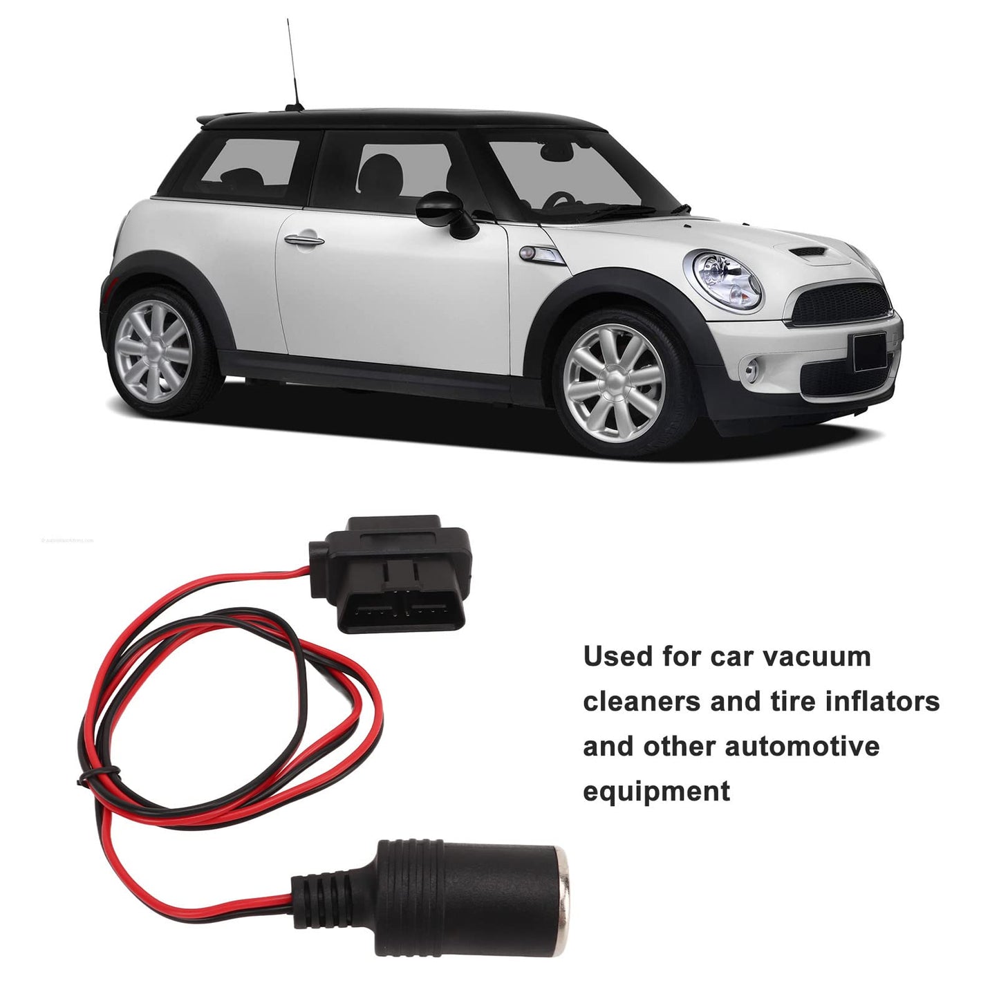 Cable de enchufe para encendedor de cigarrillos,Adaptador de enchufe para encendedor de cigarrillos OBD2, conector hembra con cabezal en T de 16 pines, cable de alimentación para automóviles con OBD