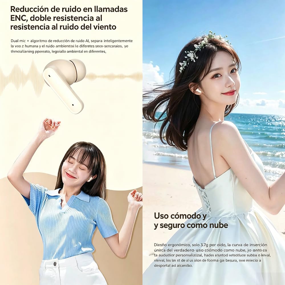 Auriculares Inalámbricos JINXIFU Bluetooth 5.4 Reducción de Ruido