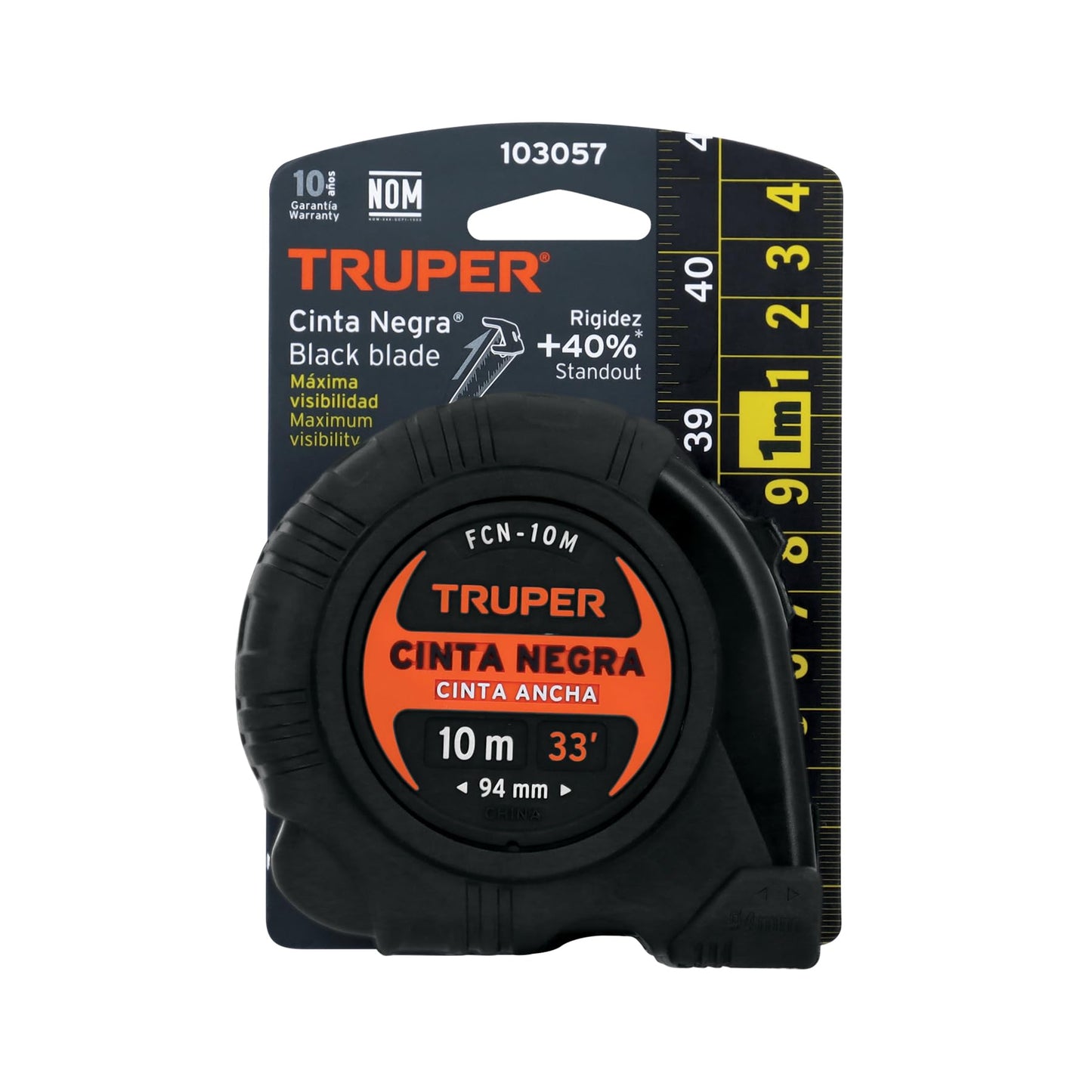 Flexómetro Truper Negra 10 m contra Impactos