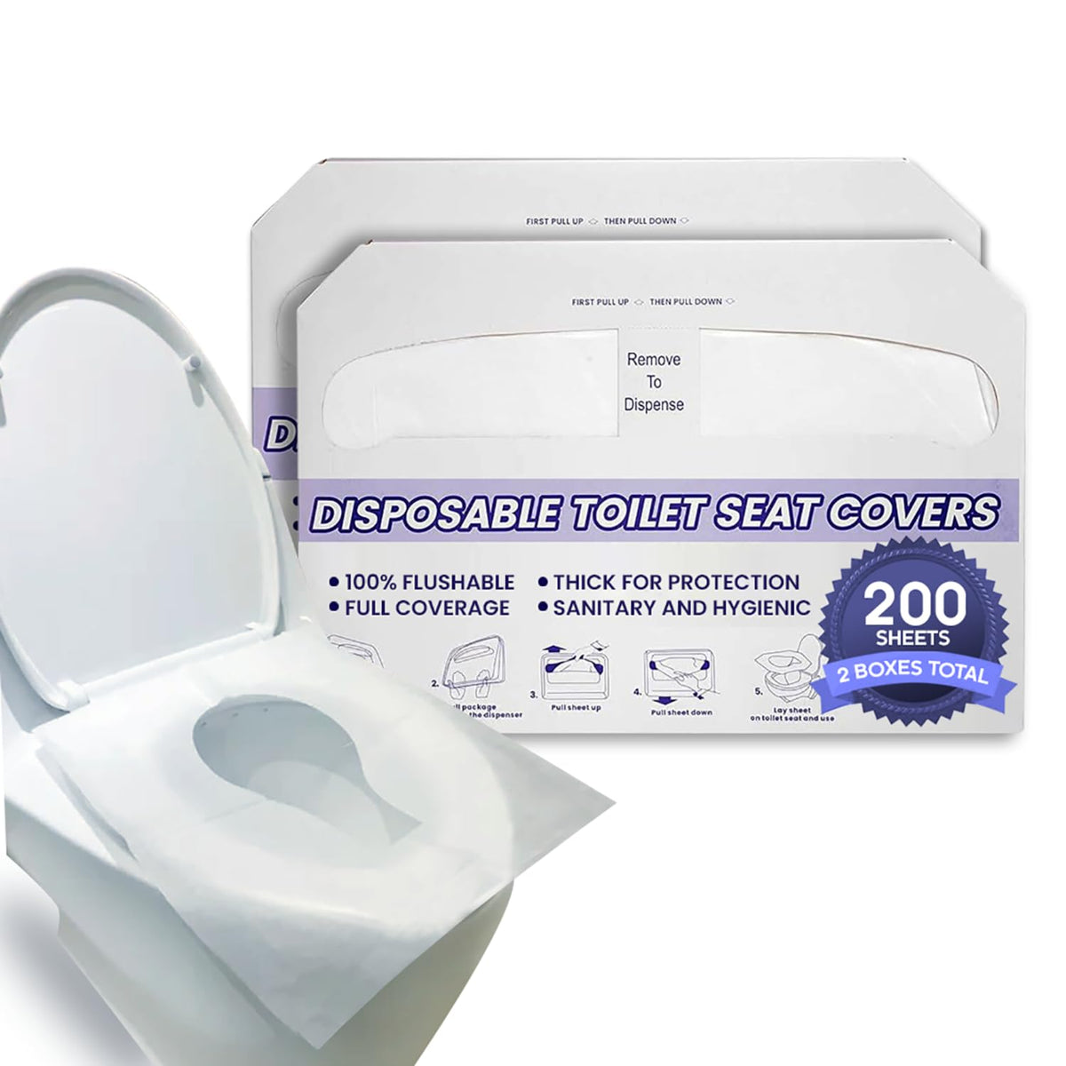 Funda Desechable para Asiento de Inodoro SoNeat Alta Calidad para Instalaciones Comerciales 200 Hojas XL Portátiles