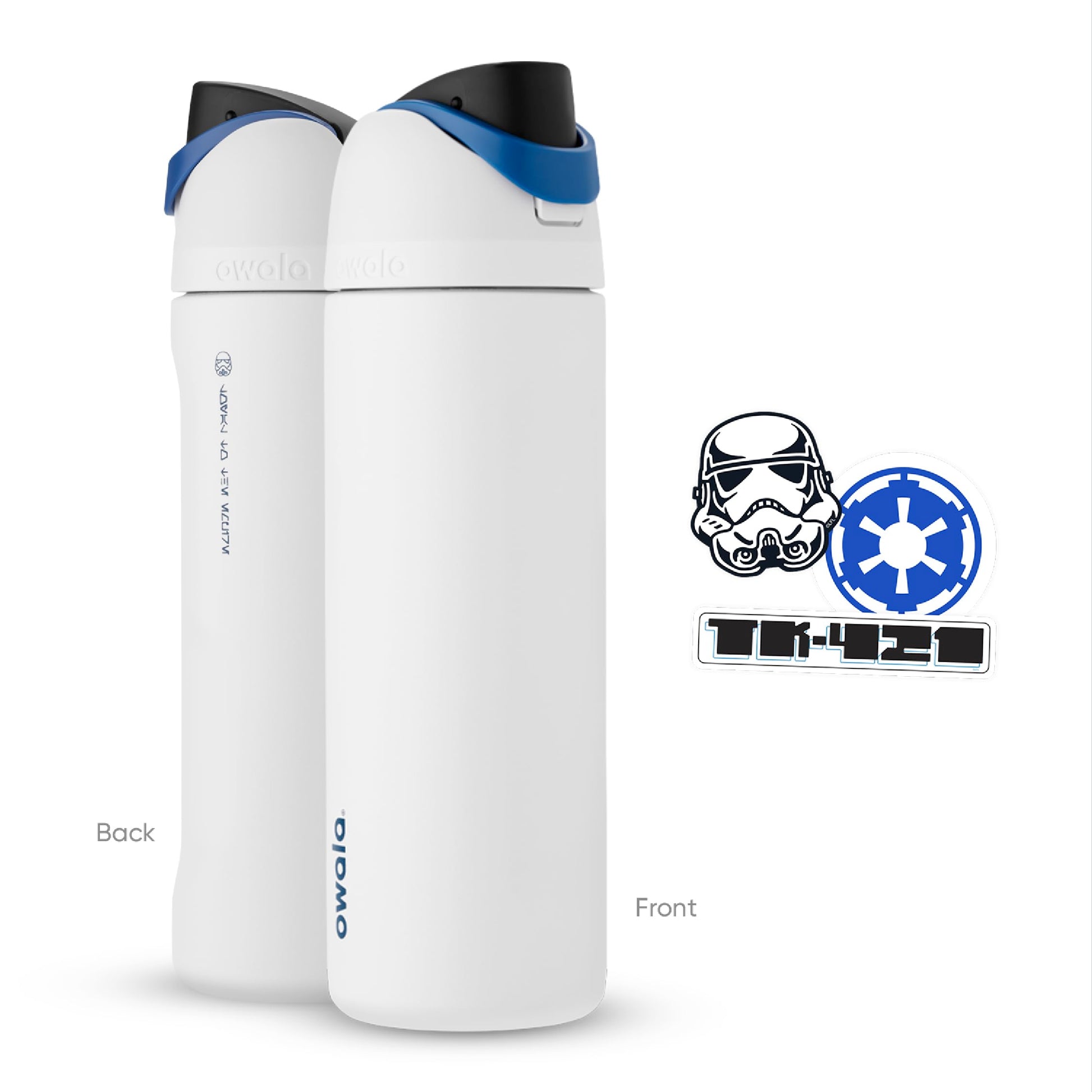 Owala Star Wars FreeSip - Botella de agua aislada de acero inoxidable con popote, botella de agua deportiva sin BPA, ideal para viajes, 24 onzas, Stormtrooper