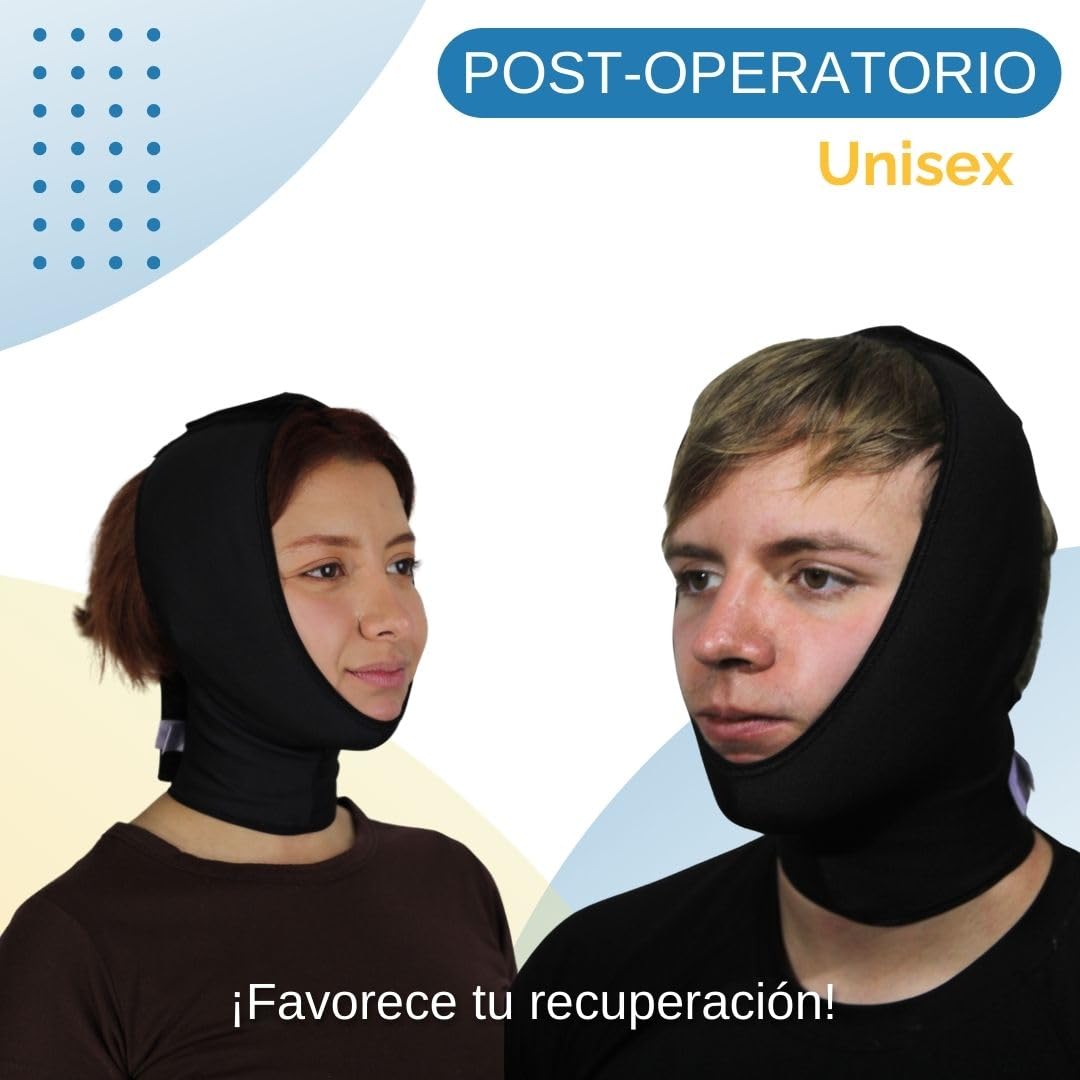 SANDRA&MONTIEL Mentonera post quirúrgica unisex unitalla ajustable para bichectomía, Correa adelgazante facial reduce papada