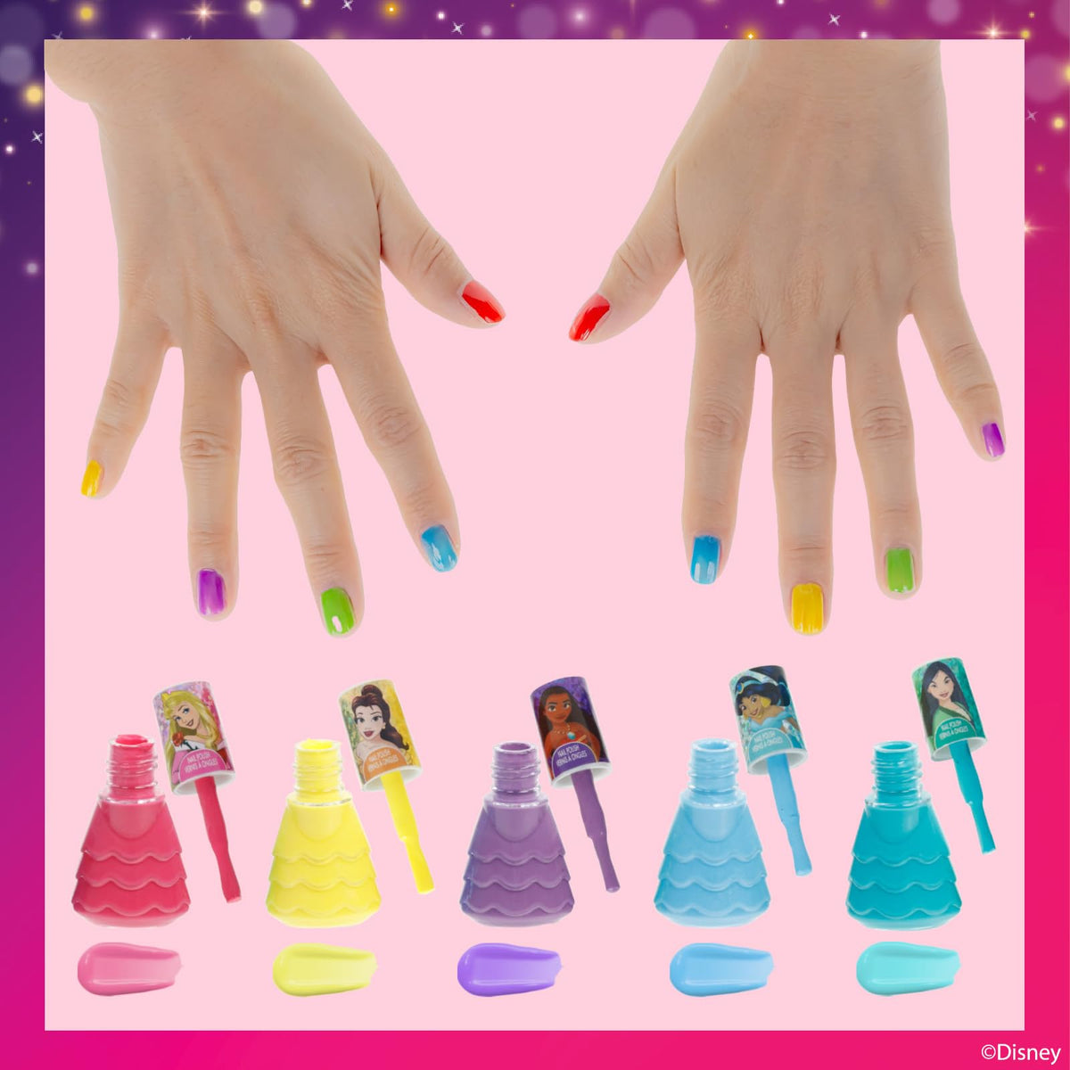 Disney Princess Esmalte al Agua 15 pzas Fácil de Quitar para Niñas