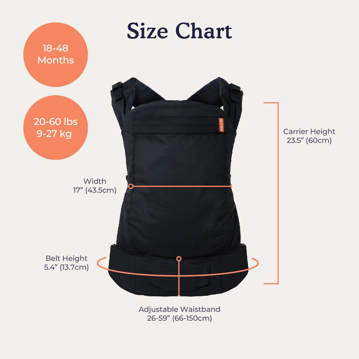 Beco Mochila porta bebés y porta bebés para niños (24-48 meses) - 100% Algodón Portador para niños pequeños, ligero y transpirable, amigable con la cadera con 2 posiciones de porte: porte frontal y