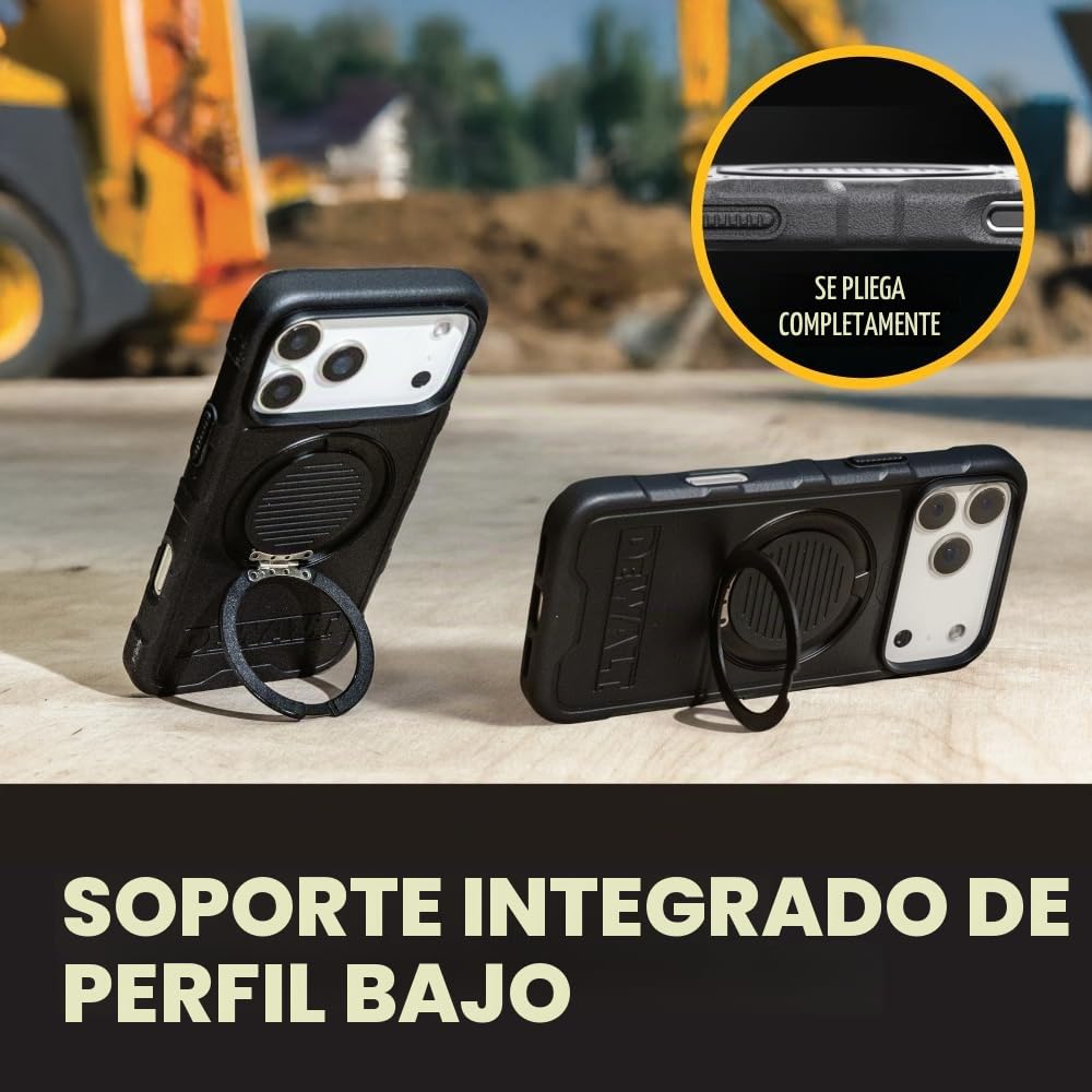 Funda Protectora iPhone 17 Air DEWALT Negro con Soporte Magnético para Hombre