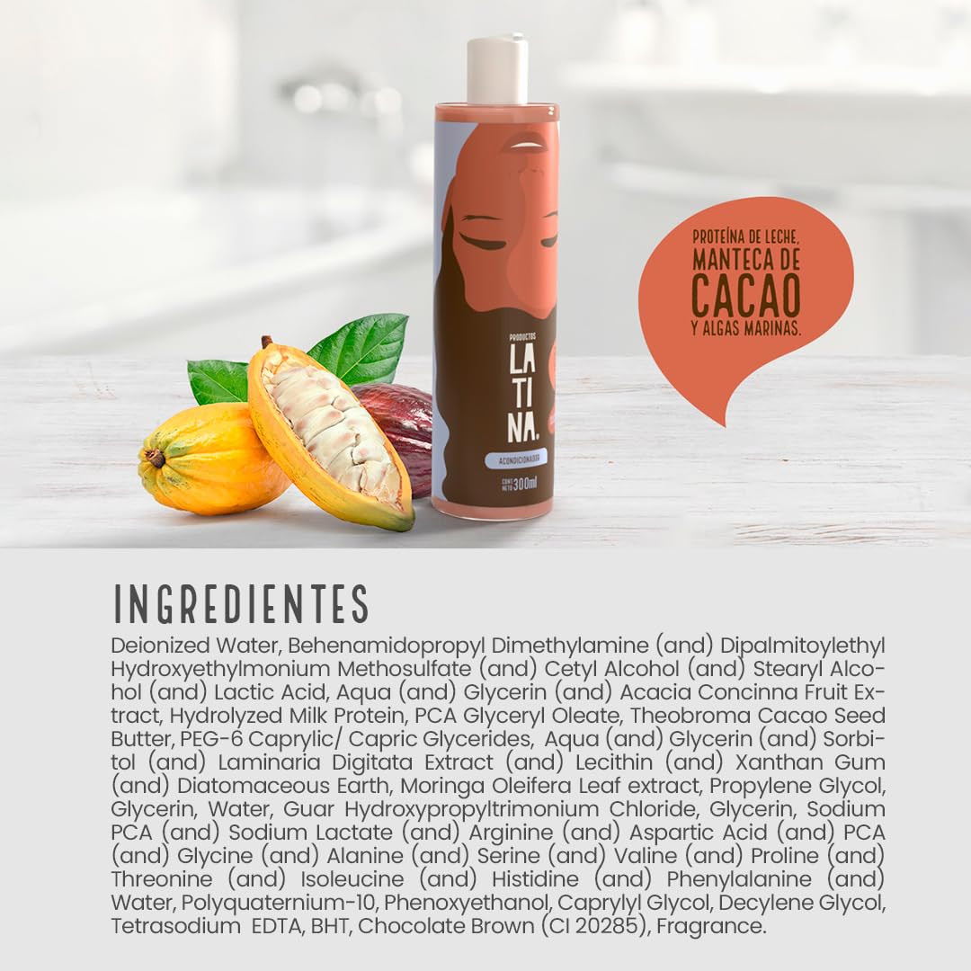 LATINA® | Acondicionador Nutri-Reparador | Acondicionador Cacao | Belleza Mujer - Tratamiento para Cabello Maltratado | 300ml