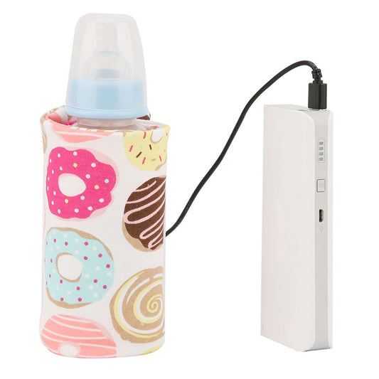 Funda para Biberón que Mantiene el Calor, Bolsas para Biberones Portátiles, USB para Mantener el Calor de la Leche, Calentador Multifunción para Taza de café, té, Bebida, Bolsa de (Rosquilla)