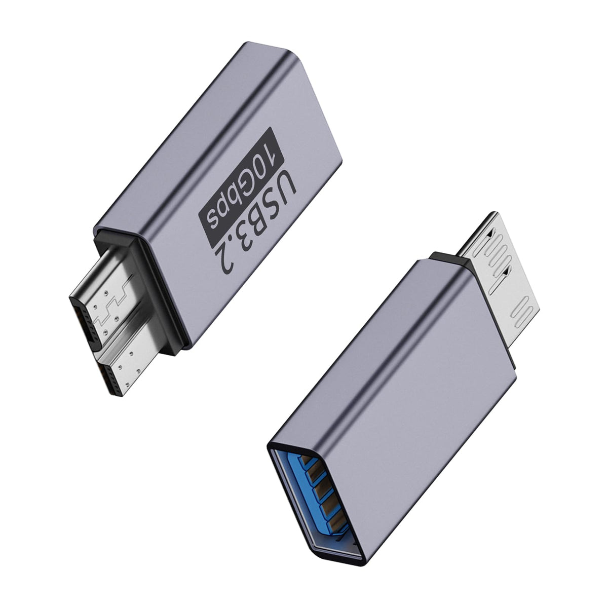 Adaptador USB 3.2 Danfetsoy Gris Micro B a USB A 10 Gbps para Discos Duros Externos