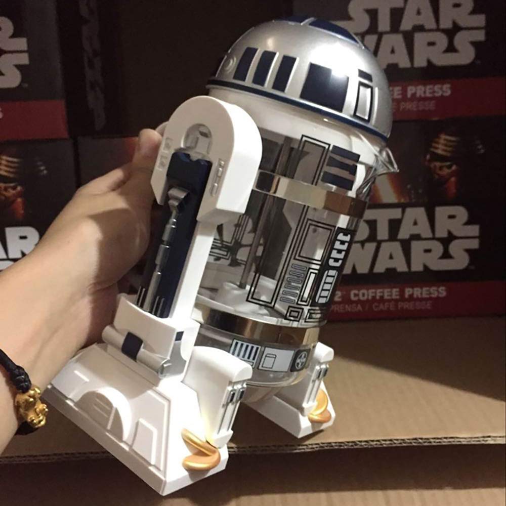 Máquina de café de mano, cafetera Creative Robot R2D2, mini cafetera de filtro de acero inoxidable, olla de presión de olla de aislamiento para el hogar