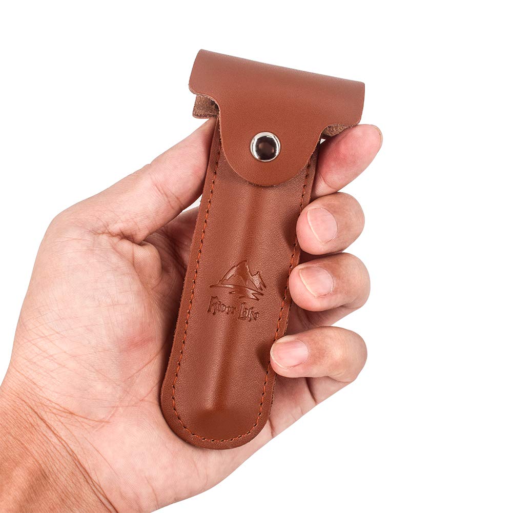 Safety Shaving Razor Set, River Lake RZ700 Long Handle Stainless Adjustable Double Edge Classic Safety Shaver Razor (1 Razor, 1 Stand, 1 Leather Protective Sleeve & 10pcs DORCO blades)